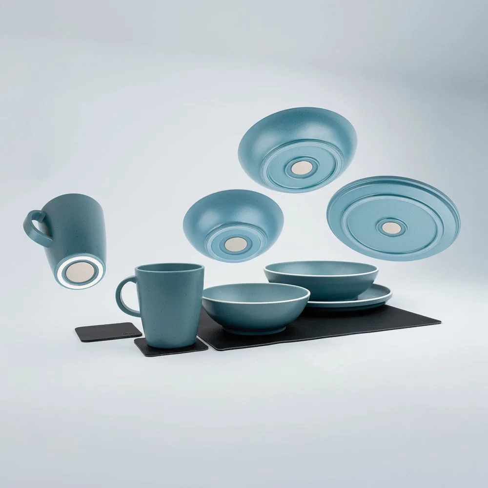 SYBR-KGS-11-B – SILWY MAGNET Dish Set, 11 Piece Set Sandstone Pattern Blue Plastic Integrated Magnet Base With Two Bl...